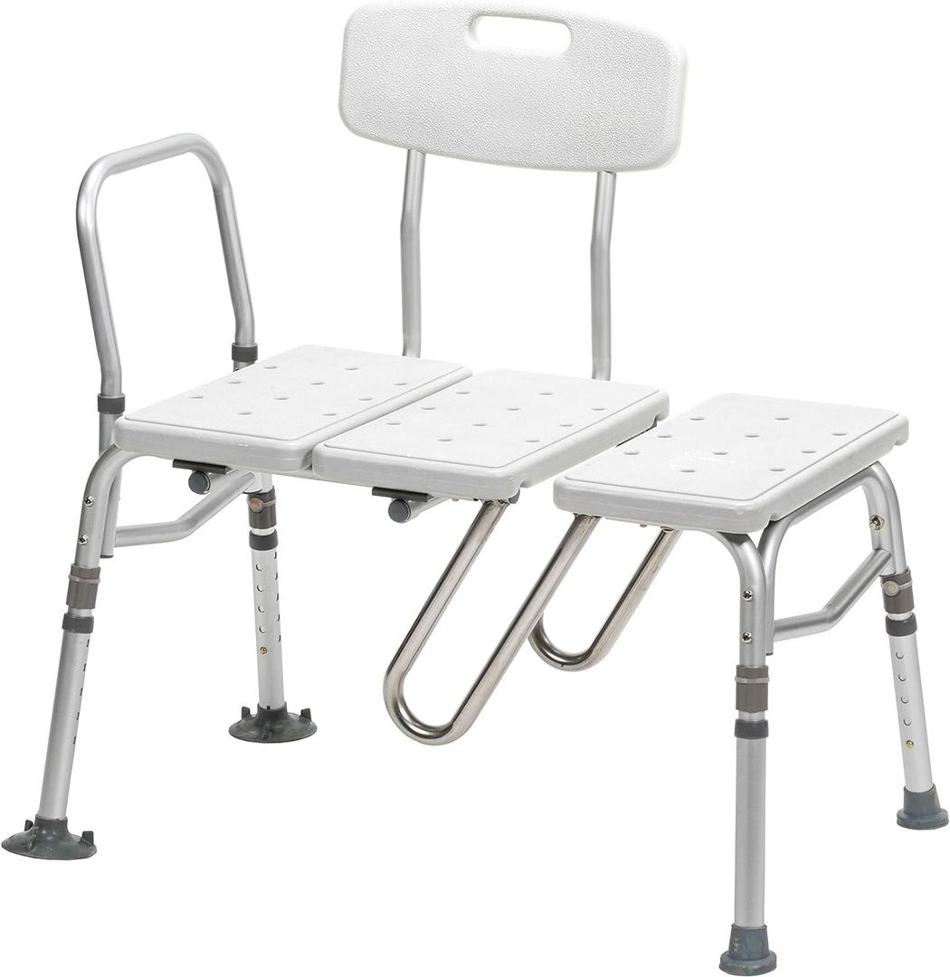 Drive Medical Splash Defense Tub Transfer Bench for Bathtub - U-Shaped Shower Curtain Guard - Adjustable Height - Reversible Design - 400 Lb Capacity - Safe Bathing Aid - White, 23"D x 33.5"W x 22.5"H