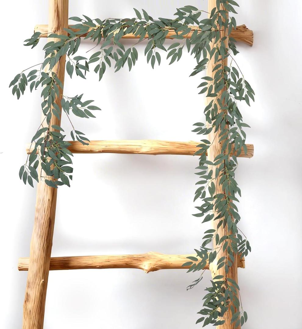 2 Pack Artificial Bamboo Greenery Garland, Faux Silk Leaves Vines, Fake Spring Plants, for Wedding Arch & Backrop Decor, Mantel & Indoor Outdoor Wall Decor, 6 Feet/pcs