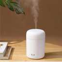 Portable Mini Humidifier, Colorful, Cool Mist, USB Powered. Perfect for Bedroom, Office & Car (300ml, White)