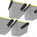 Overhead Bin Rack - Ceiling Mount Overhead Garage Storage Rack | Adjustable Width and Orientation | Heavy Duty Ceiling Bin Storage Rails | Fits Black & Yellow Storage Bins | USA Designed (4 Bins)