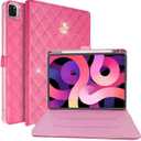 for iPad Air 11 Inch Case M4/M3/M2 (2026/2025/2024) Air 5th/4th(2022/2020) 10.9 inch, Pro 11 (2022/2021), with Pencil Holder, Smart Auto Sleep/Wake Shockproof Cover for iPad Air 11", Hot Pink