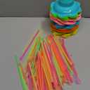 200Pcs 4oz Colorful Snow Cone Cups with Spoon Straws, Plastic Reusable Flower Shaved Ice Drip Cups Snack Ice Cream Bowls for Kids, Birthday Party, Holiday, Summer