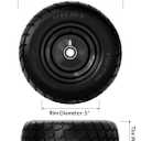 RONPOW 11x6.00-5 Flat Free Lawn Mower Tire and Wheel, Solid Front Tires for Zero Turn Mower, 400 Lbs Load, Universal 3/4", 5/8" 1/2" Bearings, 5.31"-7.71" Hub for Residential Commercial, 2 Pack Black