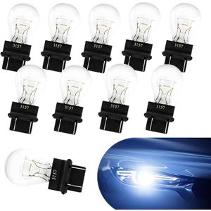 3157 Bulb, 10 PCS Brake Light Bulb, High Brightness Turn Signal Brake Light, Universal Automotive Marker Tail Replacements Accessories for Truck SUV Car (White)