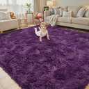 8x10 Area Rugs for Living Room Bedroom, Large Area Rug Shaggy Carpet Soft Plush Furry Bedside Rug, Rugs for Home Decor (Grape Purple, 8 x 10)