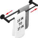 RUMOSE Adjustable Double Bath Towel Bar 15 to 27 Inch Matte Black Retractable Tower Holder Hanger Stainless Steel Expandable Dual Bathroom Tower Racks Bathroom Accessories, Wall Mounted