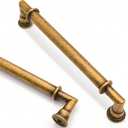 Asidrama 10 Pack 5 Inch(128mm) Antique Brass Cabinet Pulls, Kitchen Aged Brass Cabinet Handles Vintage Hardware for Cupboard Drawer (5" Hole Center)