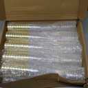 Zcaukya 100 Plastic Champagne Flutes, 4.5oz Clear Disposable Hard Stemware Cups with Golden Rim, Plastic Champagne Glasses for Wedding, Graduation Party, Bridal Shower, Birthday Party