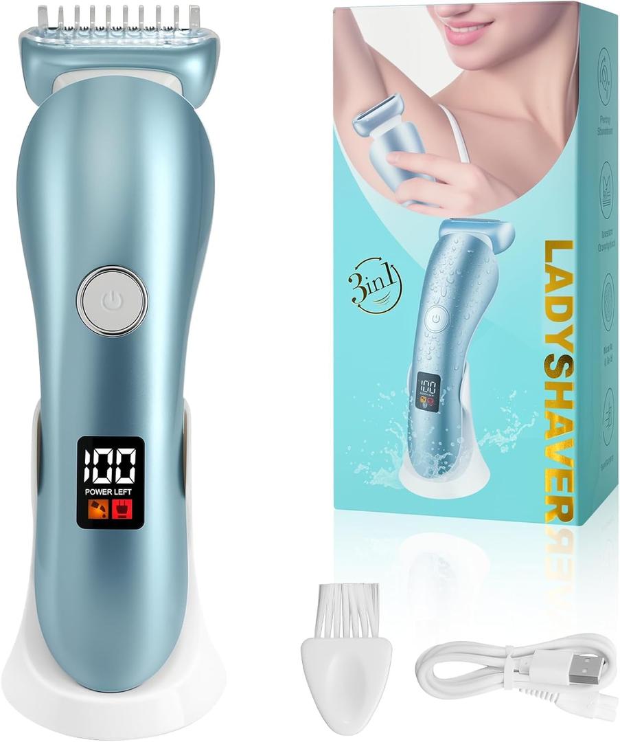 Epilators Hair Removal for Women, Electric Shaver & Bikini Trimmer for Legs & Underarm, Rechargeable Wet Dry Use Painless Hair Removal with Detachable Head