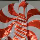 72Pcs Christmas Balloons Kit, Cane Candy Foil Balloons with Ribbons, Red Green Mylar Balloon for Party Decorations