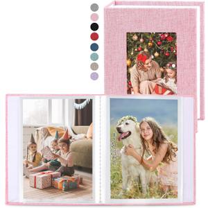 vivinin 2 Pack Photo Album 4x6, Linen Cover Photo Book, Small Photo Album Book for 36 Pockets Hold 72 Pictures, Picture Book for Photos Family Anniversaries Baby VacationsPink