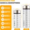Sursip Glass Juice Bottles 6 Pack 12 oz Wide Mouth Borosilicate Glass Bottles with Lids Heat-Resistant, Leakproof, BPA Free, Reusable for Juicing, Smoothies, Milk, Protein Drinks, Water