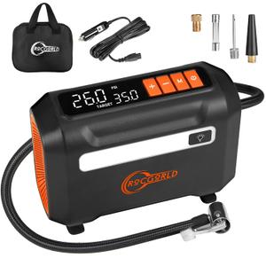 ROCGORLD R8 Tire Inflator Portable Air Compressor, DC 12V Air Compressor Portable with Large Dual Digital Screen, 3X Faster Inflation Air Pump for Car, Bike, Ball, Motor