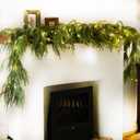 Anna's Whimsy 2 PCS Christmas Garland with Light, Real Touch Winter Pine Garland, Green Artificial Greenery Garland for Table, Mantle, Wall, Indoor, Outdoor Christmas Decorations