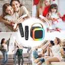 Peski Karaoke Machine for Kids Adults, Portable Bluetooth Mini Karaoke Microphone Singing Speaker Karaoke Player with 2 Wireless Mic, for All Smartphones,Birthday, Family,Home Party(Black)