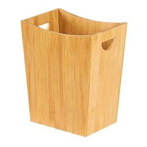 SEHERTIWY Wood Trash Can, Farmhouse Wastebasket Bin for Bathroom, Office, Living Room, Bedroom, Small Square Rustic Garbage Container 2 Gallon Small Garbage Can (Wood-Yellow) (Bamboo-Yellow)