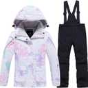 WOWULOVELY Girl's Winter Skisuit Thicken Warm Hooded Snowsuit Toddler Ski Jacket Pants Set (8, 1028 Black)