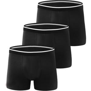 Incontinence Underwear for Men High Absorbency, Washable and Reusable Leakproof Underwear, Bladder Leak Cotton Boxers Briefs 3 Pack (Black, Large)