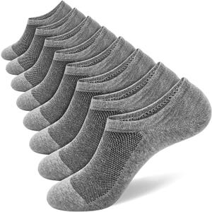 SIXDAYSOX Mens No Show 8 Pairs Invisible Low Cut Cotton Non Slip Short Socks Size 5-8/9-11/12-14