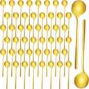 Meanplan 50 Pieces Espresso Spoons Gold Coffee Spoons Mini 5.3 Inches Stainless Steel Demitasse Teaspoons for Stirring Tea Sugar Ice Cream Dessert Soup Cake Antipasto Cappuccino Serving