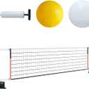 Portable Pool Volleyball Net System -4th of July Celebration Adjustable 16.5-26.5FT Length Net Includes 2 Water Volleyballs, Heavy-Duty Water-Filled Base Perfect for Pickleball, Tennis & Pool Games