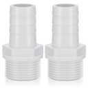 2 Pieces Pool PVC Fitting Tube Fitting Adapter Barbed Hose Fittings Barbed x NPT Male for Industrial Tube Portable Water Garden Kitchen Hose Swimming Pool Pump(2",White,2 Pcs)