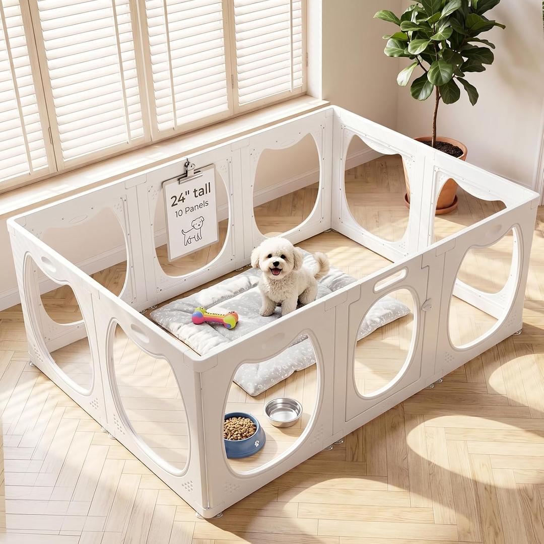 Clear Acrylic Puppy Playpen for Indoors, Dog Pen for Puppies & Small Dogs