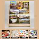 Greeting Card Display Stand Holder, 4-Tier Wooden Organizer Rack for Retail Stores, Postcards, Stickers, Stationery