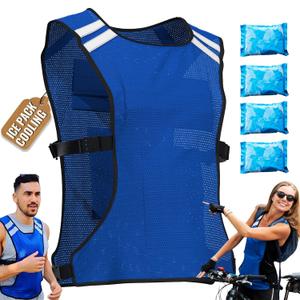 Cooling Vest for Men & Women - Adjustable Lightweight Ice Vest, S-XXL, Includes 8 Ice Packs, Ideal for Motorcycle, MS, Mascots & Outdoor Stay Cool Activities