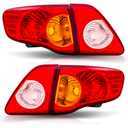 Headlights and Tail Lights Assembly Combo Kits for 2009 2010 Toyota Corolla Head/OE Factory Style Red Outer and Inner Taillights Rear Brake Signal Lamps Replacement,Black Housing Amber Reflector
