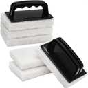 YoleShy Handled Scrubber Set, Non-Scratch Bathroom Scrubbing Pads, Bathtub Scrubber with Handle, Reusable Cleaning Sponge for Shower Tile, Bath tube, Sink, Spas Tubs & Swimming Pool Step (Black)