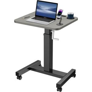 Mobile Standing Desk with Wheels, Elevating Table,Lift desks for Home Office,Rolling Portable Laptop Desk Height Adjustable, Mobile Computer Desk,Small Sit Stand WorkstationBlack, 20.2" L x 23.6" W x 43.7" H