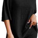 NORACORA Pajamas 2 Piece Lounge Sets Ribbed Knit for Women Matching T-shirt Shorts Outfits Sleepwear (Small, Black)