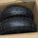 GICOOL 4.10/3.50-4" Flat Free Tire and Wheel, 10" Heavy Duty Solid Tire, 5/8" Axle Bore Hole, 2.2" Offset Hub, for Hand Truck Garden Cart Wagon Trolley Dolly Replacement, 2 Pack