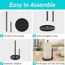 Paper Towel Holder Countertop, Standing Paper Roll Holder with Anti Slip Weighted Base, Stainless Steel Freestanding Paper Towel Holder for Kitchen, Black