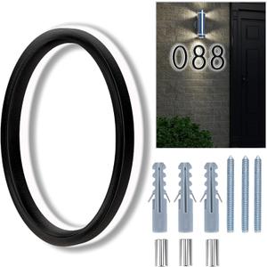 Backlit LED Home Address Numbers, 8 Inch House Numbers, Stainless Steel Hand-Polished Waterproof for House Address Signs, Lighted House Numbers for Outside Modern, Low-Voltage, Yard, Shop (0, Black)
