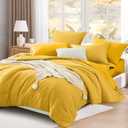 WRENSONGE Queen Comforter Set- 7 Pieces Soft Yellow Bed in a Bag Queen with Fitted Sheet, Flat Sheet, 2 Shams, and 2 Pillowcases- Warm Bedding Sets for All Season