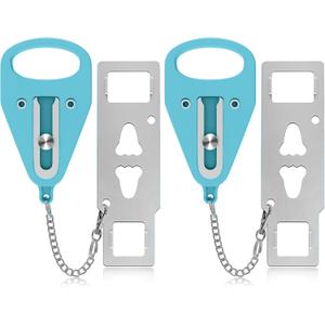 Sturdy Portable Door Lock Teal -2 Pack Door Locks for Additional Privacy and Safety in Hotel, Apartment,and Prevent Unauthorized Entry for Family Trip or Traveling Alone Home Dorms