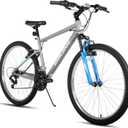 HILAND 26 27 Inch Mountain Bike, Mens Womens MTB with 18 Speeds, High-Tensile Steel Frame, V Brake, Hardtail Bicycle for Adults (gray)