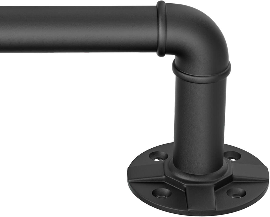 Black Curtain Rods for Windows 66 to 120", 1 Inch Wrap Around Room Darkening Curtain Rod, Industrial Heavy Duty Blackout Curtain Rods for Indoor Outdoor, Modern Adjustable Drapery Rods Room Divider, Size: 32"-120"