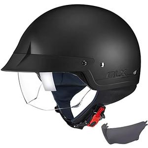 GLX M14 Open Face Motorcycle Helmet - Matte Black, Medium - DOT Approved