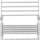 BGT Wash Clothes Drying Rack Wall Mount Laundry Room Organizer with Hooks & Swing Arms, 17" Metal Laundry Rack Silver
