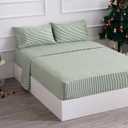 Bed Sheet Set 4 Piece -Full Size-Soft Durable Microfiber Bedding Sheet Set,Deep Pocket,Stain,Fade & Wrinkle Resistant Green and White Pinstripe (Stripe Grass Green)