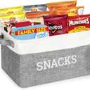 Snack Organizer for Pantry, Foldable Fabric Snack Storage Basket with Handles, Snack Bin Pantry Storage and Organization, Snack Organizer for Countertop, Kitchen, Movie Night, Office, Waiting Room