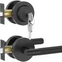 Asidrama Premium Black Zinc-Alloy Front Door Lock Set: Double Cylinder Deadbolt, Heavy Duty Security Handleset for Left/Right Exterior Doors, Universal Entry Locks (1 Pack)