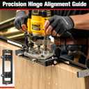 Door Hinge Template Kit, 26"9 Portable Single Jig Provided, Quickly and Precisely Recess Square & Radius Hinges in Door and Frame, Full Flexibility for Hinge Size, Shape (Long-Reach Jig, Black)