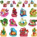 Capoda 24 Pcs Christmas Ornaments Christmas Hanging Decor Xmas Gift Wooden Tree Hanging Pendants Colorful Winter Holiday Ornaments Party Supplies Wall Decor(Retro)