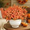 16 Bundles Artificial Flowers for Fall Outdoors Decoration - Fake Mums Faux Artificial Plants Plastic Flower No Fade for Harvest Halloween Thanks Giving Day Decor