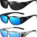 Wzerry Sunglasses Fit Over Glasses Polarized for Men Women, Wrap-Around Glasses UV400 Protection for Driving and Outdoor
