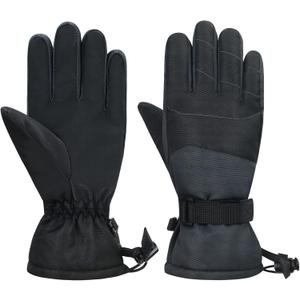 American Trends Kids Waterproof Winter Gloves Warm Snow Gloves Boys Girls Ski Gloves Toddler Mittens Windproof (L (11-14 years old), Z Black)